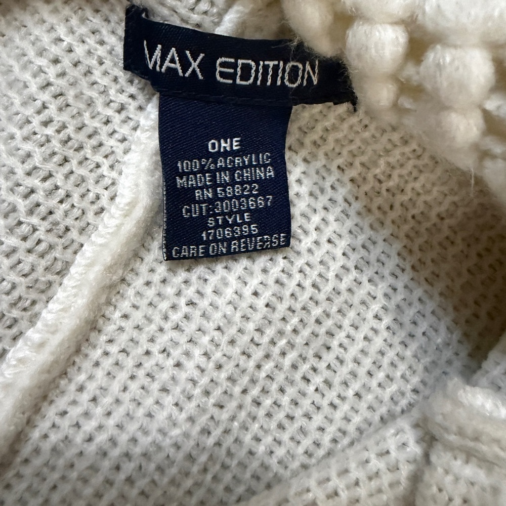 Max Edition Cream Knit Poncho with Fringe - Picture 8 of 8